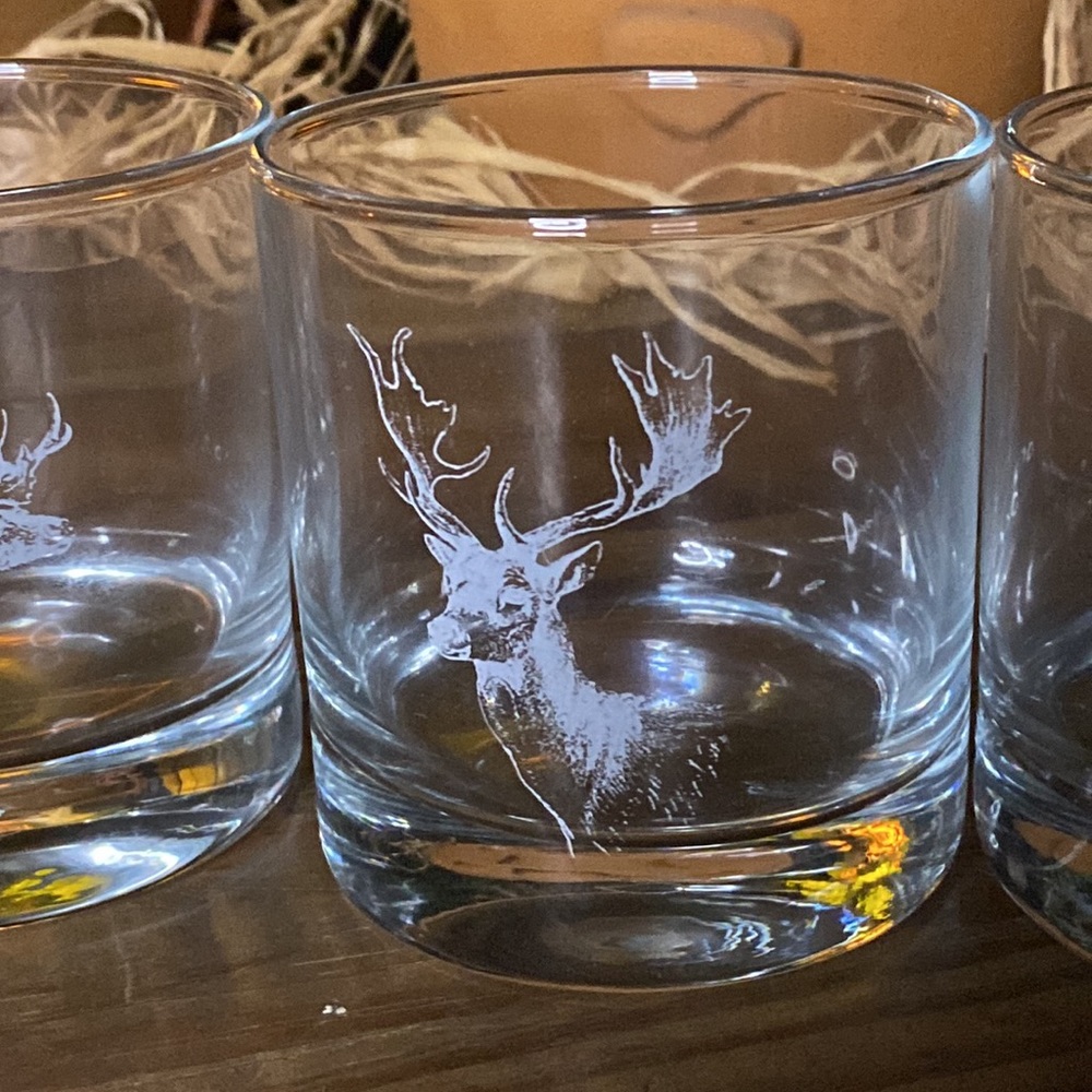 Pottery Barn Wilderness Cabin Stag Double Old Fashioned Glasses - Set Of 4 - Picture 13 of 16
